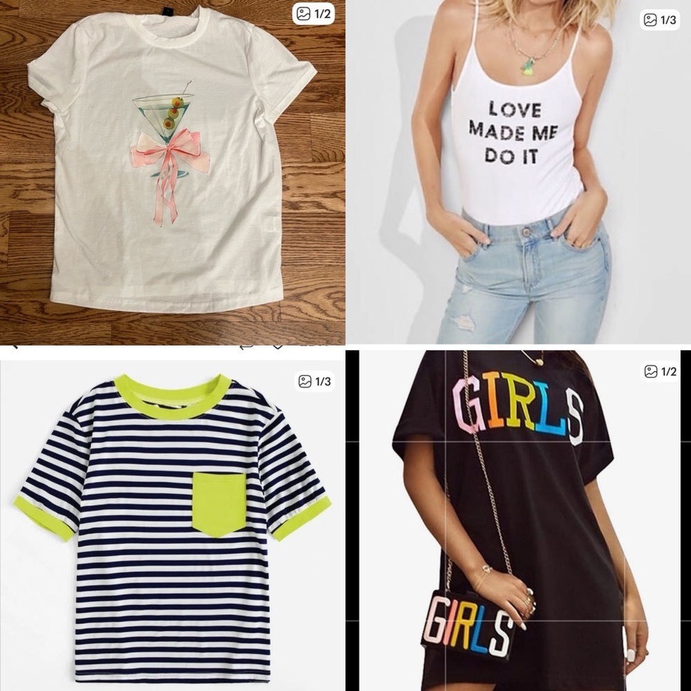 Graphic Tee Bundle Baby Tee Girls Shirt Casual Tops Small Medium